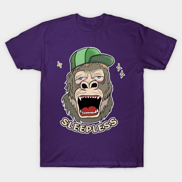 Sleepless funny gorilla cartoon T-Shirt by MusicianCatsClub